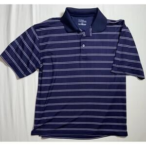 PGA Tour Polo Shirt Adult Large Blue Striped Golfing Golfer Casual Mens